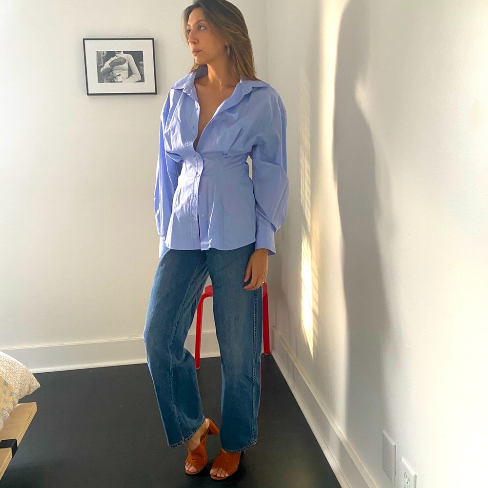 Zara Light Blue Fitted Button Down
